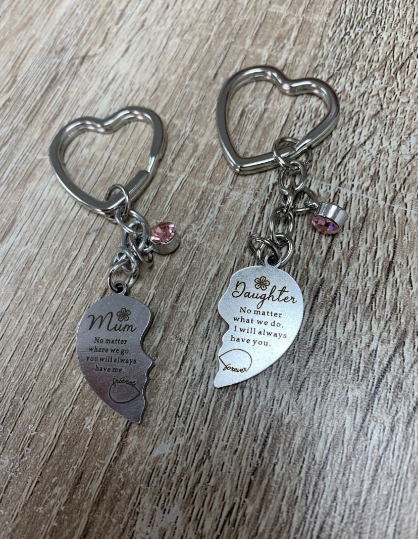 Mum and Daughter double quote key ring mum & daughter love quote set of 2