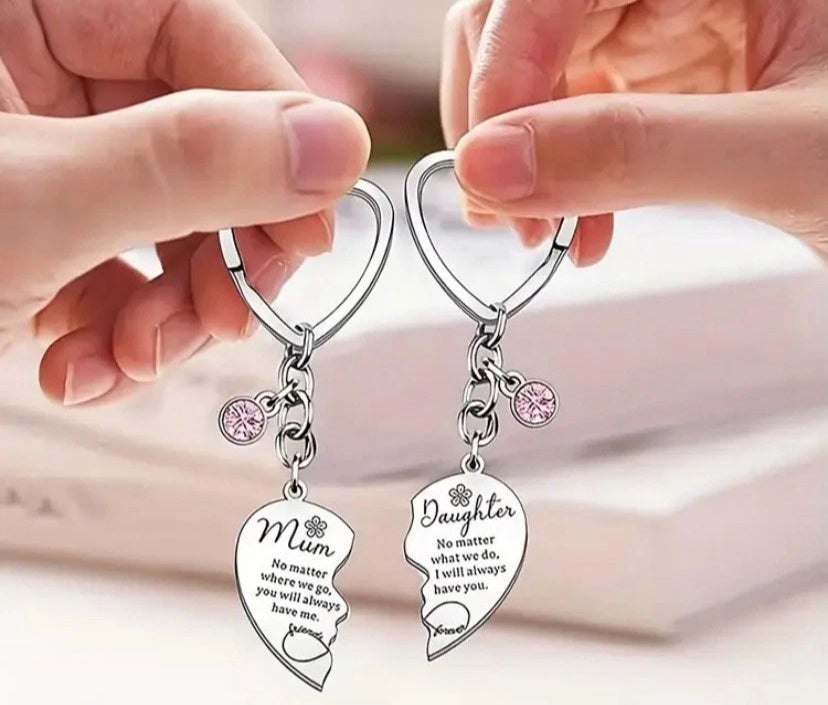 Mum and Daughter double quote key ring mum & daughter love quote set of 2