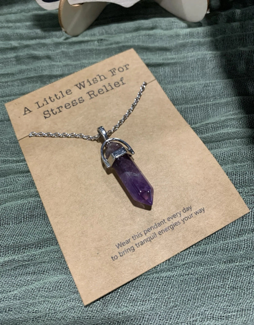 Amethyst Crystal Pendant Necklace