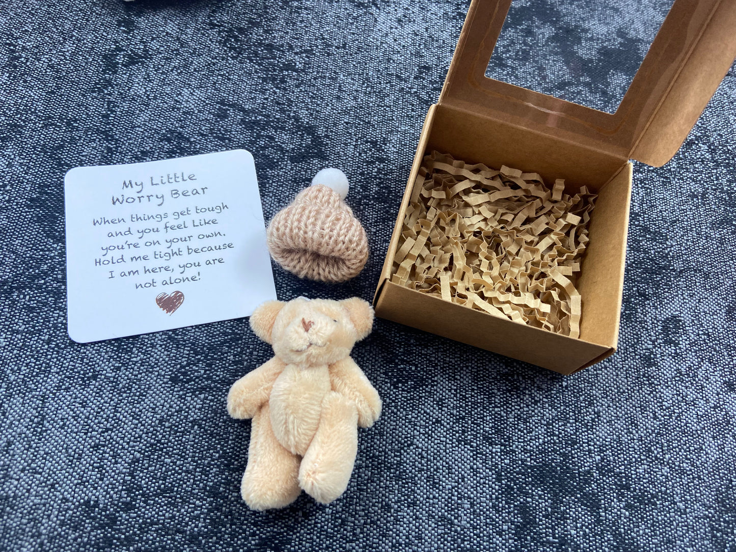 A Teddy Bear Hug in a Box, Little Pocket Bear Hug Mini Worry Bear Fluffy