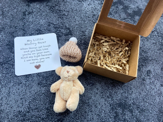A Teddy Bear Hug in a Box, Little Pocket Bear Hug Mini Worry Bear Fluffy