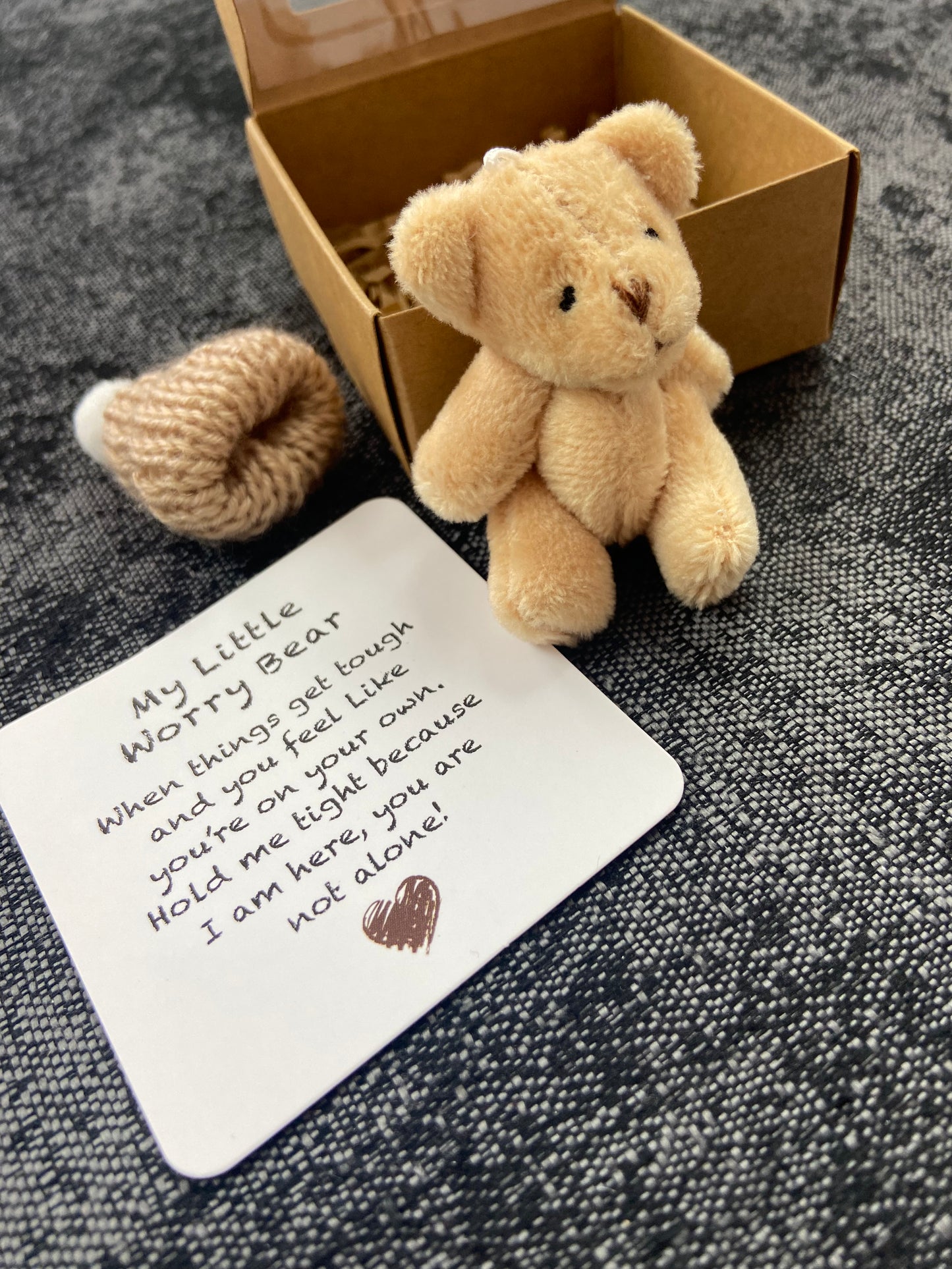 A Teddy Bear Hug in a Box, Little Pocket Bear Hug Mini Worry Bear Fluffy
