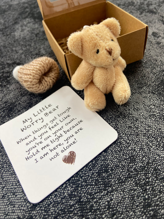 A Teddy Bear Hug in a Box, Little Pocket Bear Hug Mini Worry Bear Fluffy